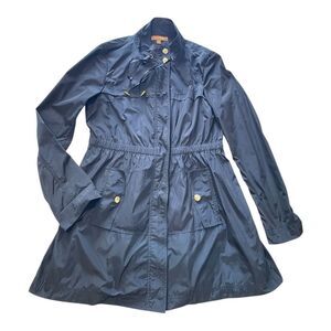 Ellen Tracy Full Zip/ Snap Jacket Women's Medium Navy Blue Gold Accessories